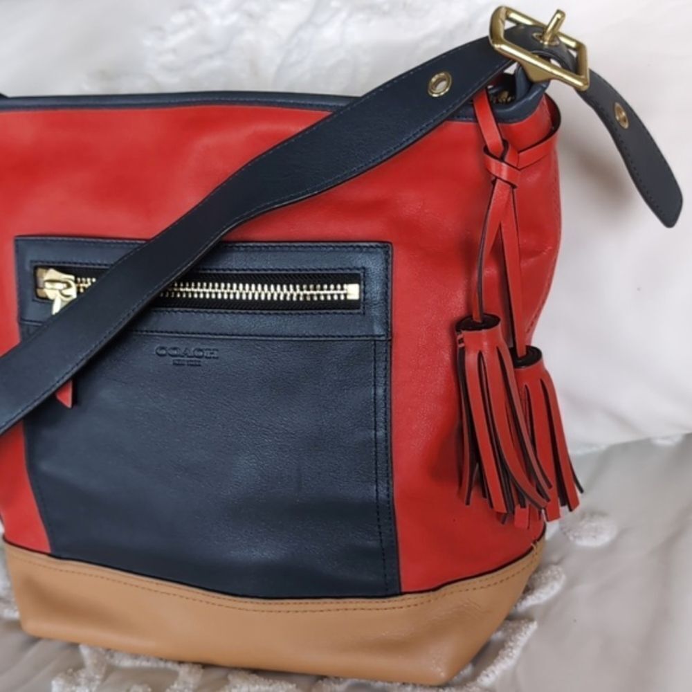 COACH Limited Edition Legacy Collection With Red❤️ Leather Tassel Detailing - Picture 3 of 15